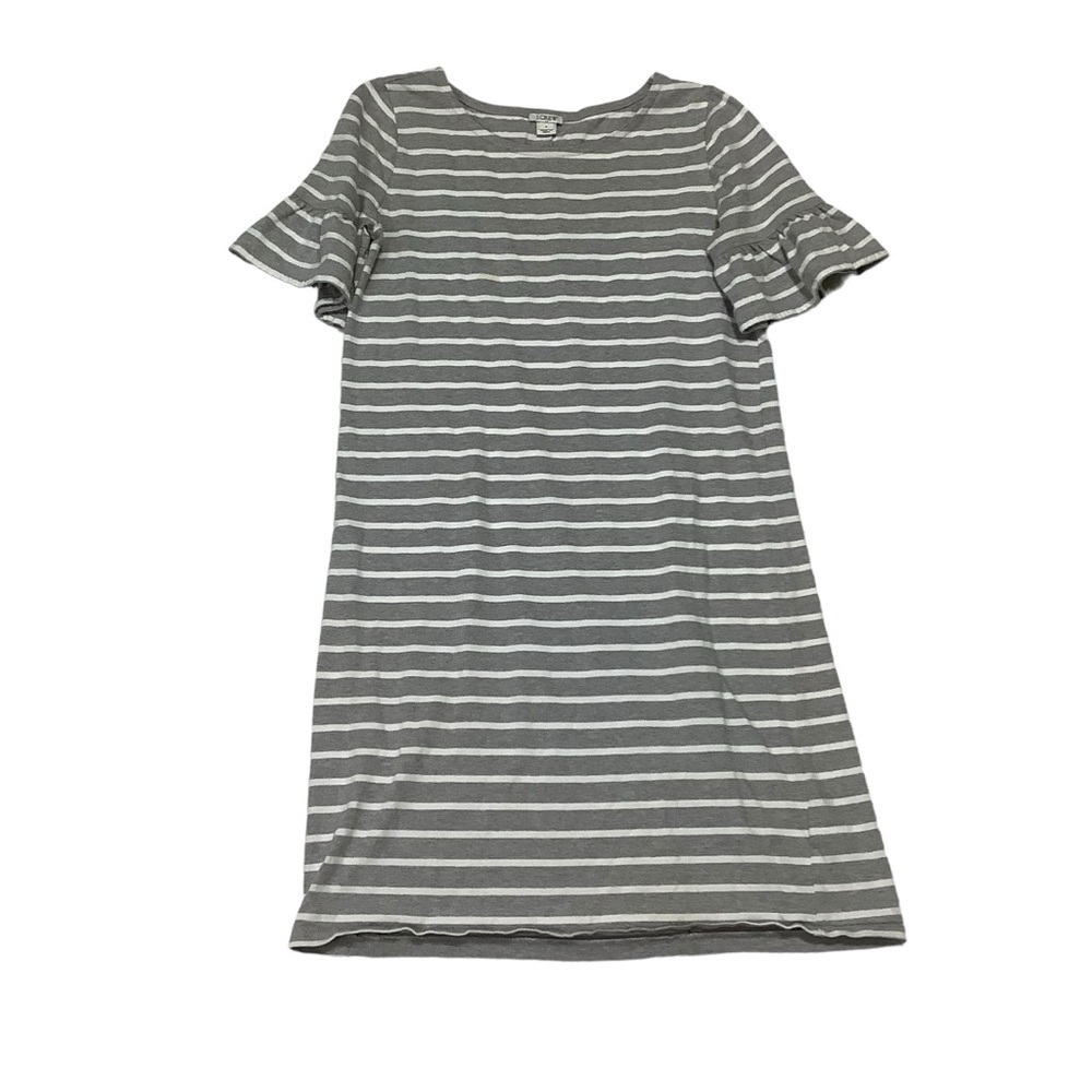 J Crew Factory T-Shirt Midi Dress Sz Small Striped Gray